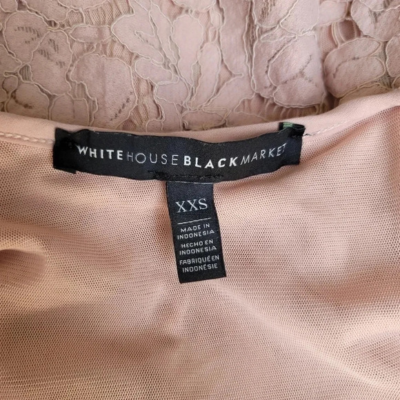 White House Black Market WHBM Womens XXS Cold-Shoulder Lace Top In Antique Blush - Picture 9 of 11